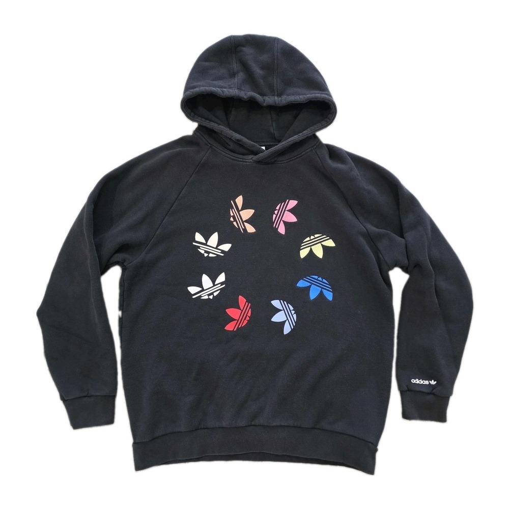 Adidas Originals Large Adicolor Shattered Trefoil Wheel Pullover Hoodie Black